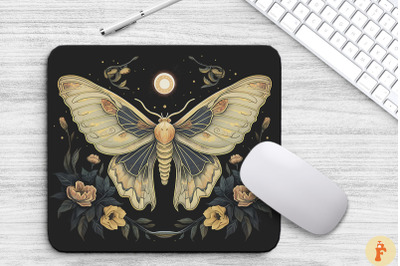 Vintage Moon Moth And Floral Mouse Pad