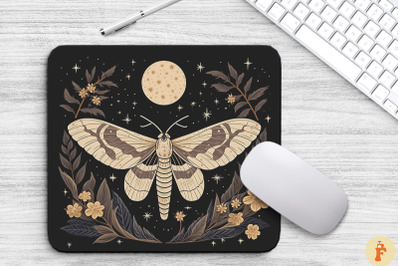 Vintage Moon Moth And Floral Mouse Pad