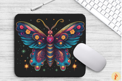 Vibrant Colors Mystical Moth Mouse Pad