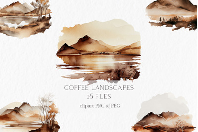 Landscapes Watercolor Clipart PNG