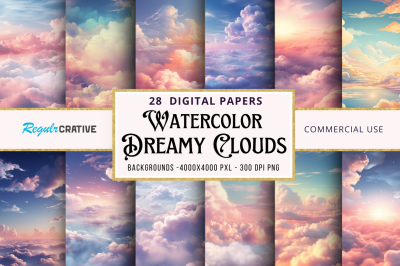 Dreamy Clouds backgrounds bundle