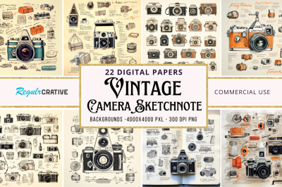 Vintage Camera Sketchnote bundle