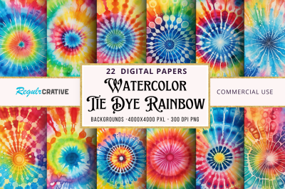 Watercolor Tie Dye Rainbow bundle