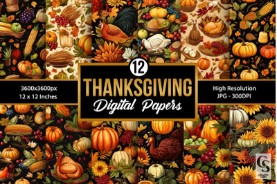 Thanksgiving Seamless Patterns  Digital Papers