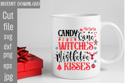 Candy Cane Witches Mistletoe Kisses SVG cut filefunny Christmas png&2C; r