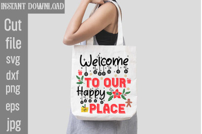 Welcome to Our Happy Place SVG cut file&2C;funny Christmas png&2C; retro San