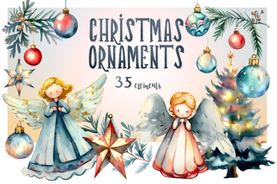 Christmas Ornaments Watercolor Bundle | PNG cliparts