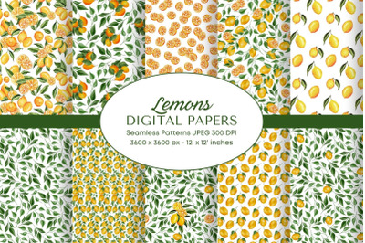 Lemon Watercolor Digital Papers