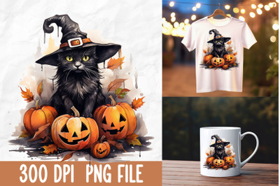 Grunge Gothic Witch Black Cat Pumpkin