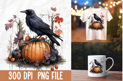 Grunge Gothic Black Crow Pumpkin