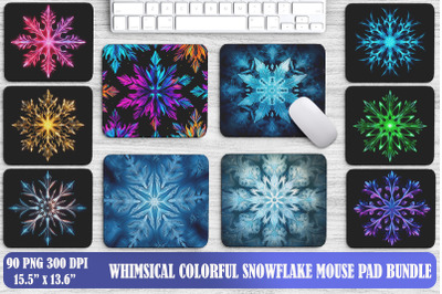 Whimsical Colorful Snowflake Mouse Pad