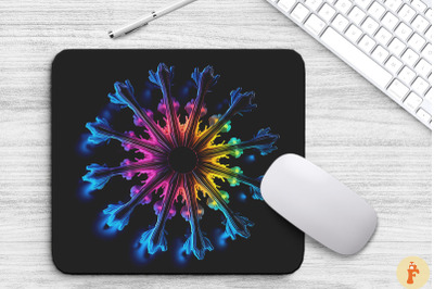 Neon Glowing Snowflake Mouse Pad Design