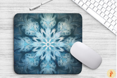 Frozen Ice Fractal Snowflakes Mouse Pad