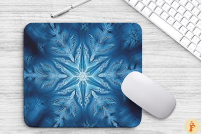 Frozen Ice Fractal Snowflakes Mouse Pad