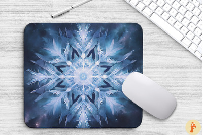 Frozen Ice Fractal Snowflakes Mouse Pad