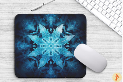 Frozen Ice Fractal Snowflakes Mouse Pad