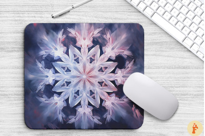 Frozen Ice Fractal Snowflakes Mouse Pad