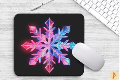 Colorful Holographic Snowflake Mouse Pad