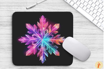 Colorful Holographic Snowflake Mouse Pad