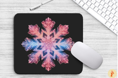 Colorful Holographic Snowflake Mouse Pad