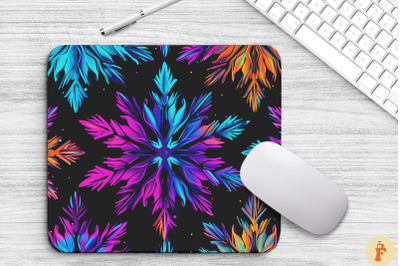 Neon Snowflake Pattern Mouse Pad