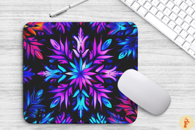 Neon Snowflake Pattern Mouse Pad