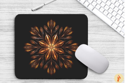 Neon Glowing Brown Snowflake Mouse Pad