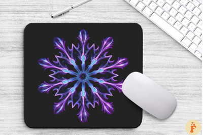 Glowing Lavender Snowflake Mouse Pad