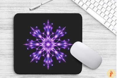 Glowing Lavender Snowflake Mouse Pad