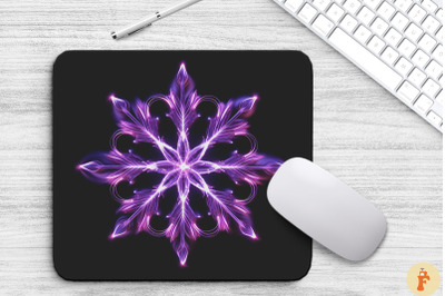 Glowing Lavender Snowflake Mouse Pad