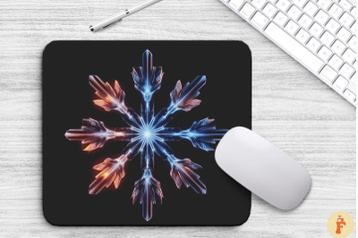 Frozen Ice Fractal Snowflakes Mouse Pad