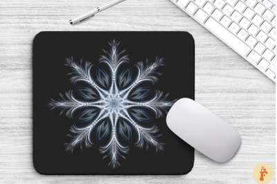 Frozen Ice Fractal Snowflakes Mouse Pad