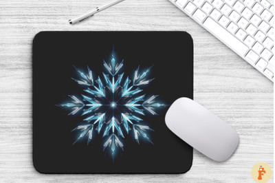 Frozen Ice Fractal Snowflakes Mouse Pad