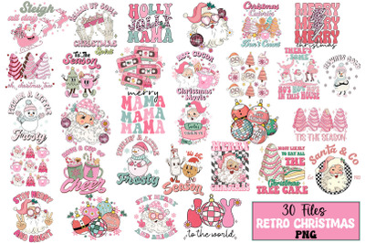 Pink Retro Christmas Sublimation Bundle