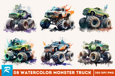 Watercolor Monster Truck Bundle