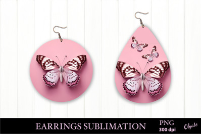 Breast Cancer Awareness. Butterfly Earrings Sublimation