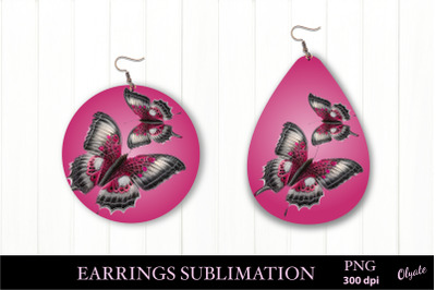 Breast Cancer Awareness. Pink Butterfly Earrings PNG