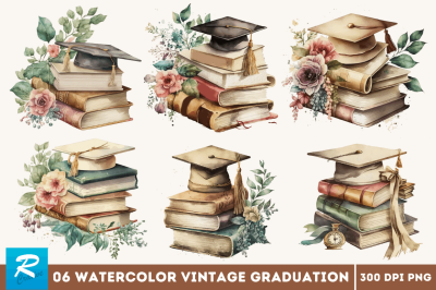 Watercolor Vintage Graduation Bundle