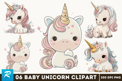Cute Baby Unicorn Sublimation Clipart