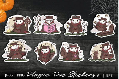 Kawaii plague doctor stickers | 8 PNG plague doctor