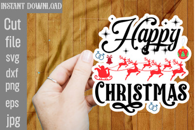 Happy Christmas SVG Stickers&2C; Christmas Stickers Bundle&2C; Printable Chr