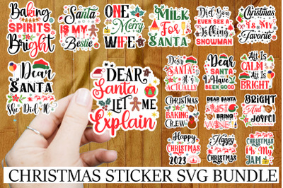 Christmas Stickers Bundle,Christmas SVG Stickers Designs, Christmas St