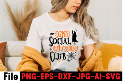 Anti Social Witches Club SVG cut file&2C; Halloween SVG Bundle&2C; Retro Hal