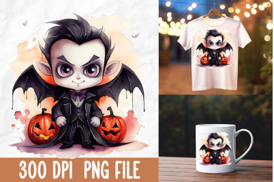 Funny Cartoon Halloween Vampire Pumpkin