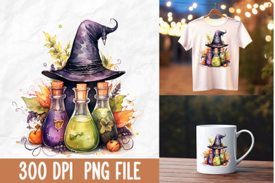 Colorful Autumn Halloween Witch Potion