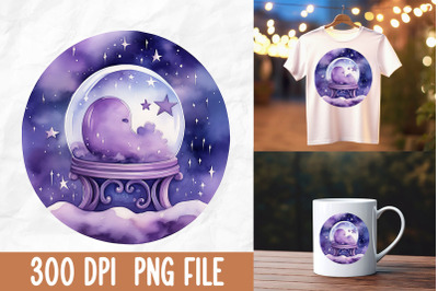 Cute Cartoon Purple Witch Crystal Ball