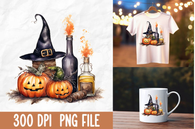 Cute Retro Cartoon Witch Poison Pumpkin