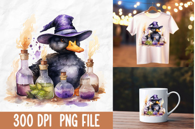 Cute Cartoon Black Witch Goose Potion