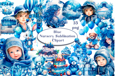 Blue Nursery Sublimation Clipart