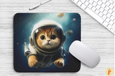 Cute Astronaut Cat Mouse Pad Design